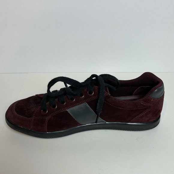 Prada Burgundy Suede Sneakers with Black Leather - Picture 5 of 11
